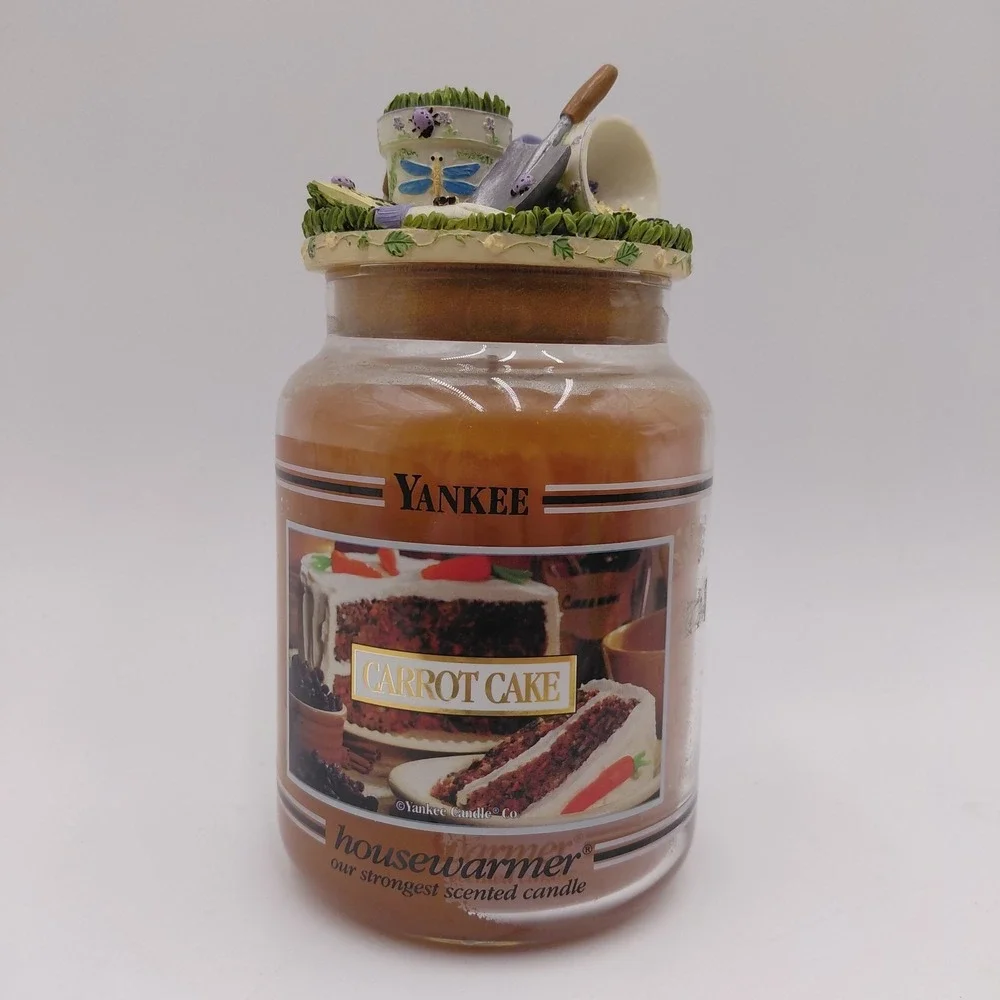 Yankee Candle CARROT CAKE 22oz Jar RARE Black Band Line Garden Topper Unlit